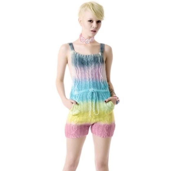 UNIF | Cake Rainbow Knit Romper Overalls - Picture 3 of 8